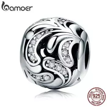 Аутентичные бусины BAMOER из серебра 925 пробы и циркона «Нежный цветок» и подвеска, подходящие для браслета и ожерелья «сделай сам»