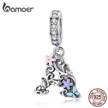 Аутентичные бусины BAMOER из стерлингового серебра 925 пробы, винтажные буквы M в стиле ретро, подходят для браслетов