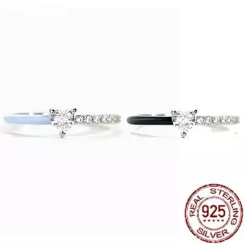 Аутентичные кольца из стерлингового серебра 925 пробы с сердечками, прямоугольные эмалированные кольца с фианитами для женщин, свадебные украшения для помолвки 5&925 sterling silver