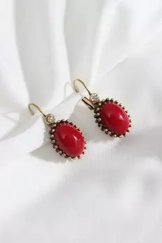 Аутентичные красные овальные серьги