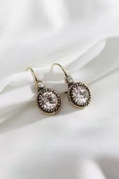 Аутентичные круглые серьги из белого камня
