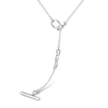 Аутентичные ожерелья с Т-образным стержнем из стерлингового серебра 925 пробы для женщин, ожерелья и подвески S925, ювелирные изделия Accesorios Mujer