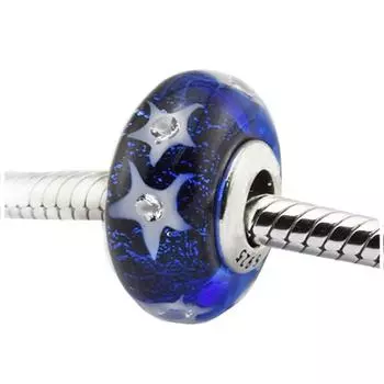 Аутентичные подвески из стерлингового серебра 925 пробы, звездное ночное небо, металлические бусины из муранского стекла, подходят для оригинальных браслетов с подвесками 925 пробы