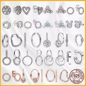 Аутентичные серьги-гвоздики из стерлингового серебра 925 пробы Plata De Ley, модные серьги-гвоздики для женщин, оригинальные сверкающие Pav Day, специальный подарок чёрный