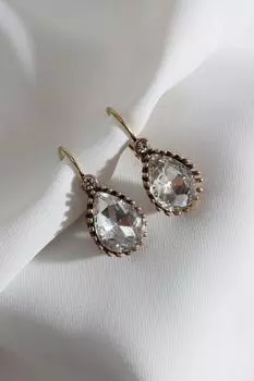 Аутентичные серьги-капли большого размера с белыми камнями