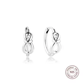 Аутентичные серьги-кольца из стерлингового серебра 925 пробы с бесконечным узлом для женщин и девочек, свадебные ювелирные украшения