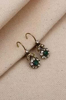 Аутентичные серьги с изображением цветка из зеленого камня