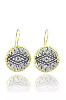 Аутентичные серебряные женские серьги античной серии с мотивом глаза