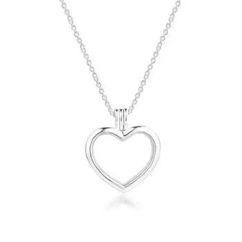 Аутентичные стерлингового серебра 925 пробы, ожерелье с медальоном в виде плавающего сердца, подвеска с подвеской в виде сердца, ожерелья для женщин, ювелирные изделия, колье