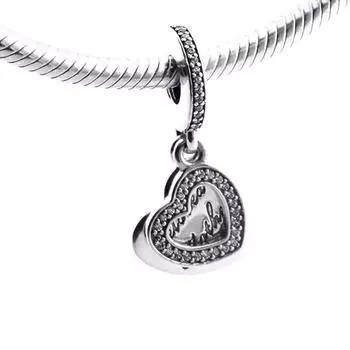 Аутентичные стерлингового серебра 925 пробы, прозрачный CZ, подвеска для любимой мамы, подвески, бусины для изготовления ювелирных изделий, подходят для оригинального браслета Kralen