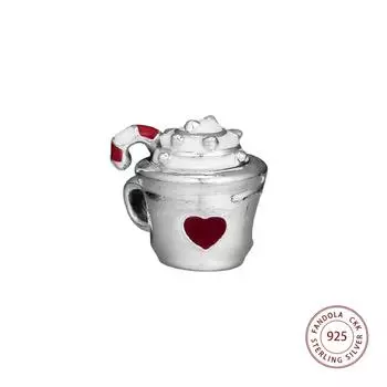 Аутентичные стерлингового серебра 925 пробы, теплые подвески в виде какао, бусины из смешанной эмали, DIY ювелирные изделия, подходят для оригинальных браслетов Perles