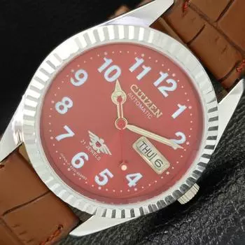 АУТЕНТИЧНЫЕ ВОССТАНОВЛЕННЫЕ ЧАСЫ CITIZEN AUTOMATIC 8200 JAPAN С КРАСНЫМ ЦИФЕРБЛАТОМ a426159-2 RL-a426159