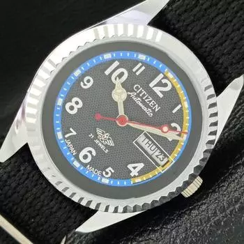 АУТЕНТИЧНЫЕ ВОССТАНОВЛЕННЫЕ ЧАСЫ CITIZEN AUTOMATIC 8200 JAPAN С ЧЕРНЫМ ЦИФЕРБЛАТОМ a426203-2 RL620c-a426203