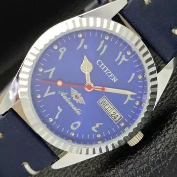 АУТЕНТИЧНЫЕ ВОССТАНОВЛЕННЫЕ ЧАСЫ CITIZEN AUTOMATIC JAPAN ARABIC СИНИЙ ЦИФЕРБЛАТ a426233-2 RL620c-a426233