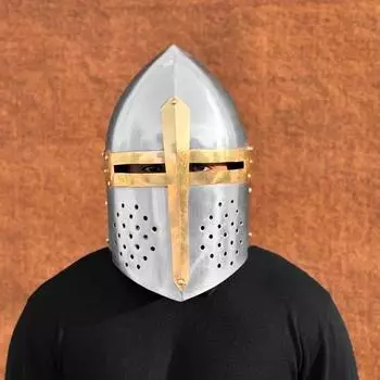Аутентичный шлем тамплиера-крестоносца, средневековый шлем XII века, реплика большого шлема для косплея, LARP, реквизита