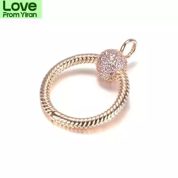 Authentic S925 Silver Moments Small Pave O Pendant For Necklace Diy Jewelry Rose &Clear Cz