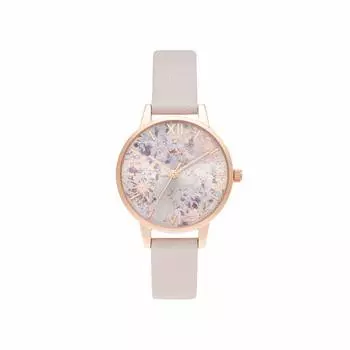 Authorized Distributor [OLIVIA BURTON] Olivia Burton Watch Women s OB16VM47 Abstract Floral Midi Dial Pearl Pink & Rose Gold Certificate of
