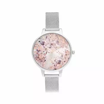 Authorized Distributor Olivia Burton Watch Ladies OB16VM46 Abstract Floral Demi Dial Rose Gold Silver Mesh [OLIVIA BURTON] &