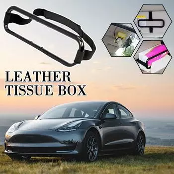 Auto Accessories Car Sun Visor Tissue Box Holder Paper Napkin Back Car Cover Box Mount Portable V0D9 Black-1pcs