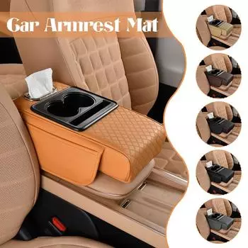 Auto Armrest Heightening Cushion With 2 Cup Holder Side Cover Center Armrest Cushion Armrest Storage Pockets Console Organi T5g3