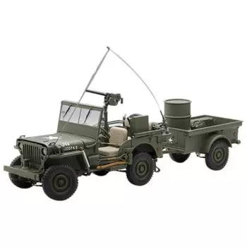 Auto Art Leprika Willis Jeep Trailer Car Distastant AA740165KH, Корейская игрушка цвета хаки