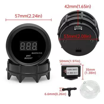 Auto Car Turbo Boost Gaug with 2 52mm PSI Digital Turbo pressure Meter + Sensor BOOST Universal Accessories for Truck SUV 12V