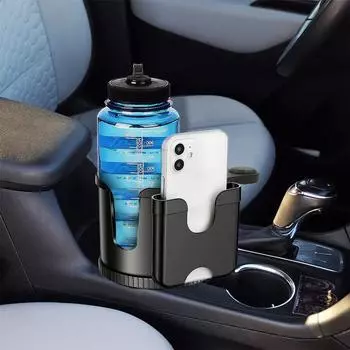 Auto Cup Holder Expander Mobile Phone Holder Automotive Drink Holder 2 In 1 Non-Slip Rotating Car Accessories Interior for Big чёрный