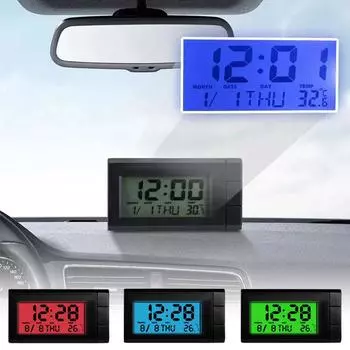 Auto Electronic Watch Thermometer Temperature Display Digital Car Car Display Clock Ornaments Self-Adhesive Clock LCD H4W5 красный