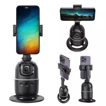 Auto Face Tracking Tripod No App Face Tracking Phone Tripod Holder with Remote & Gesture Control Follow Up Pan Tilt Rechargeable чёрный