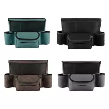 Auto Middle Seat Hanging Bag Large Capacity Multi-functional Seat Organizer Leather Central Control Between Seats Tissue Box светло-коричневого