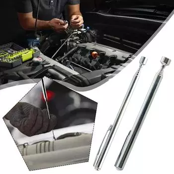 Auto Retractable Magnetic Pickup With Lamp Magnetic Rod Detection Mirror With Magnetic Rod 120mm To 650mm Auto Repair Tools