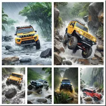 Auto S & Vrachtwagens Алмазная вышивка крестиком Алмазная вышивка 5D Diy Diamond Mozaek Bos & Jungle Vol Steentjes Art Full Round 20x30CM