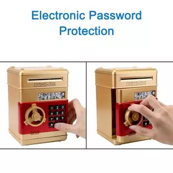 Auto Scroll Paper Banknote Automatic Deposit Gift For Kids ATM Password Money Boxes Electronic Piggy Bank Cash Coins Saving Box золотой