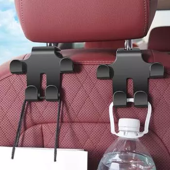 Auto Seat Headrest Hooks 2pcs Car Hanger Hooks 4-hook Design Auto Seat Back Storage Hook Withstand 50 Pounds For Water Bottle чёрный
