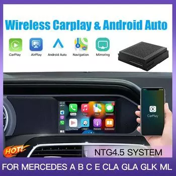 AUTOABC Wireless Carplay подходит для Mercedes Benz ABCE CLA GLA GLK ML Sprinter NTG4.5 Becker Module Android Auto Navigation чёрный