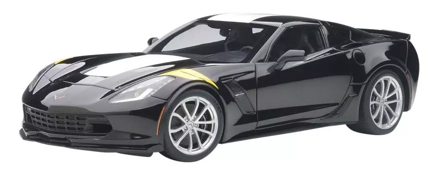 AUTOart Chevrolet Corvette C7 GranSport Stripe Yellow Hashmark 1/18 Black/White