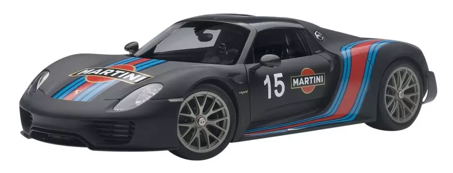 AUTOart Porsche 918 Spyder Beissach Package Stripe 1/18 Черный/Мартини чёрный