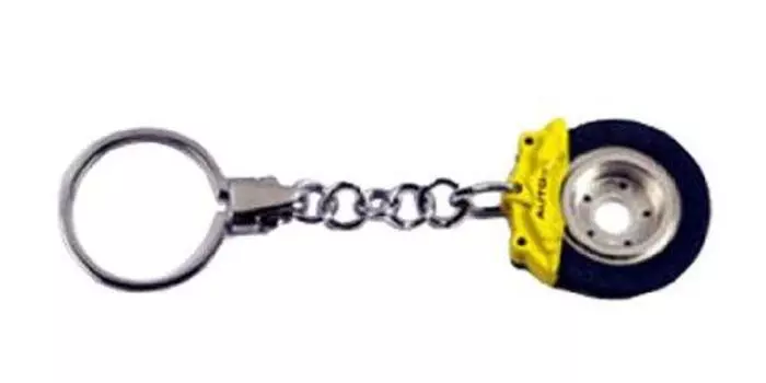 AUTOartDESIGN Ceramic Brake Disc Key Chain Finished Product (Yellow Caliper) (Omega Shape)