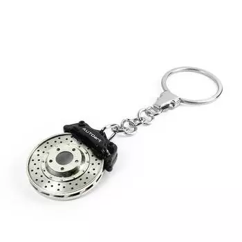 AUTOartDESIGN Racing Brake Disc Key Chain Completed Product (Black Caliper) (Omega Shape)