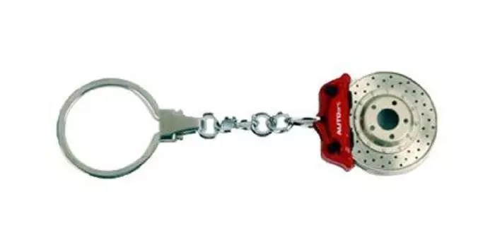 AUTOartDESIGN Racing Brake Disc Key Chain Completed Product (Red Caliper) (Omega Shape)