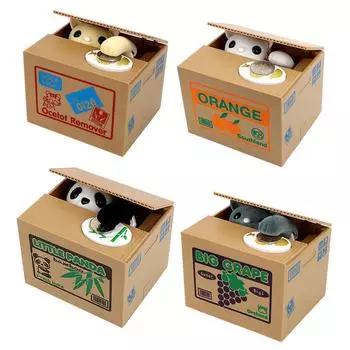 Automated Panda Cat Steal Coin Bank Cute Piggy Banks Plastic Electronic Money Boxes Kids Gift Money Saving Box белый