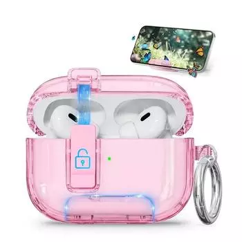 Automatic Bounce Cover Protective Case 24 Earphone Transparent Anti-Lost and Anti-Fall Soft Case 4 Generation Dustproof Earphone Sleeves Pink Apple AirPods 4 Powder penetration