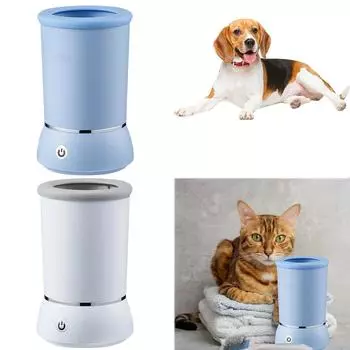 Automatic Dog Paw Cleaner with Soft Silicone Brush Pet Foot Washer Cup Pet Foot Cleaner for Dogs and Cats белый