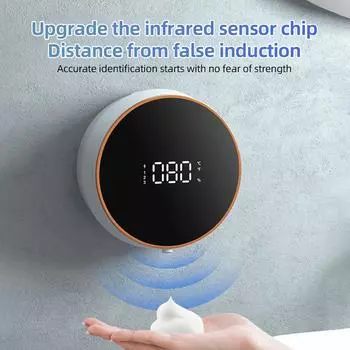 Automatic Foaming Hand Soap Dispenser Touchless Wall Mount No Drilling 300ml Multifunctional Rechargeable Foam Soap Dispenser белый