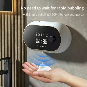 Automatic Foaming Soap Dispenser 450ml Touchless Touch-Free Sensor Hand Wash Wall Mounted Dispenser for Bathroom Kitchen Office белый