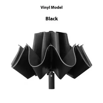 Automatic Folding Large Parasol Ten Bones Dual-use Black Plastic Sun Protection Umbrella