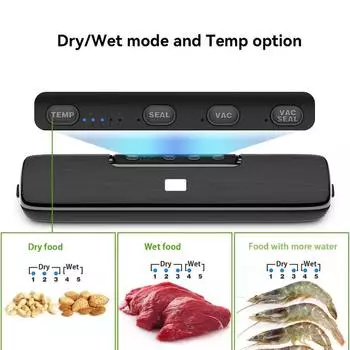 Automatic Food Sealer,One-Touch Food Saver with Dry Moist Food Modes ,Led Indicator Light,15pcs Vacuum Sealer Bags for Kitchen