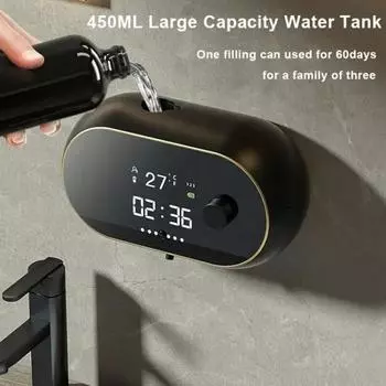 Automatic Induction Hand Washer Foam Soap Dispenser Time Temperature Display Human Body Induction Hand Wash Waterproof Automatic