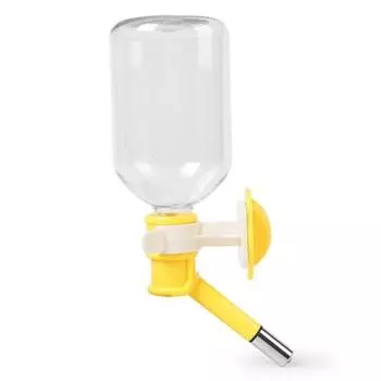 Automatic No-Drip Dog Water Dispenser Hanging Gravity Hydration Fountain for Dogs Cage Yellow-150ml
