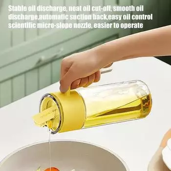 Automatic opening and closing kitchen oil bottle, glass oil bottle, leak proof and drip free oil bottle